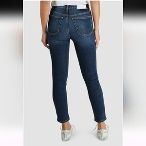 RE/DONE Midnight Blue High-Rise Slim-Fit Stretch Ankle Crop 5-Pocket Jeans Sz 25